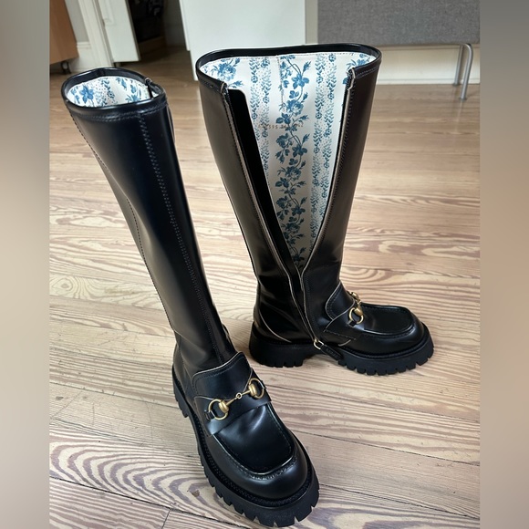 Gucci Leather Knee-high Boots, Black, 36,5, BRAND NEW - Picture 2 of 7